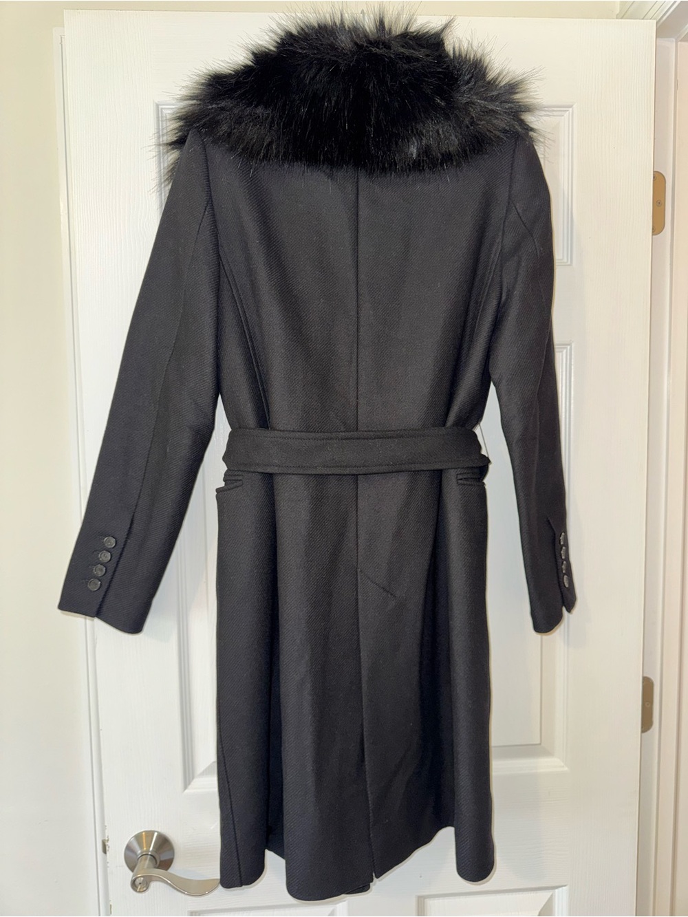 Zara Black Faux Fur Trim Coat - Picture 3 of 5